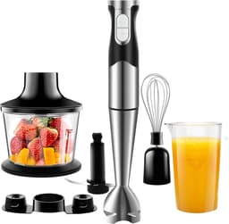 Staafmixerset 6-in-1 – 1200W – RVS Handblender – Incl. Hakmolen, Garde & Maatbeker 600ml – Voor Soep, Babyvoeding & Sauzen — thumbnail 1