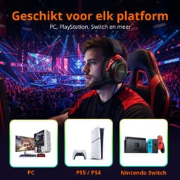 FoxieGo Draadloze Gaming Headset met Microfoon – 7.1 Surround Sound – Bluetooth 6.0 & 2.4GHz – Noise Cancelling – 100 Uur Batterij – USB-A / USB-C – Geschikt voor PS5, PS4, PC, Switch & Android — thumbnail 2