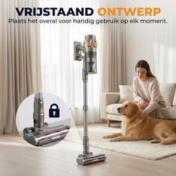 Cleanova Steelstofzuiger draadloos - 45000PA - 500W - 60 minuten - Display - kruimeldief - zonder zak - Groen verlichting - muurbevestiging — thumbnail 5