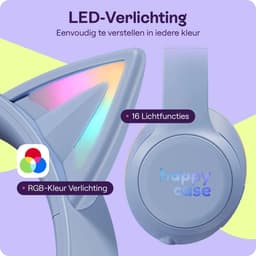 HappyCase Kinder Koptelefoon met Kattenoortjes - veilige volumebregrenzer - Bluetooth Koptelefoon Voor Kinderen - Ledverlichting - Over-Ear Hoofdtelefoon - Geluiddempend - Paars — thumbnail 2