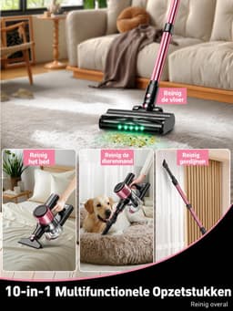 MK - Draadloze stofzuiger 500W - Krachtige zuigkracht - 10-in-1 - Ideaal voor Huisdierenharen Alle Vloertypes - Waterstofzuiger — thumbnail 2