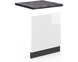 Keukenfrontpaneel voor Vaatwasser Wit Hoogglans Antraciet 60 cm
