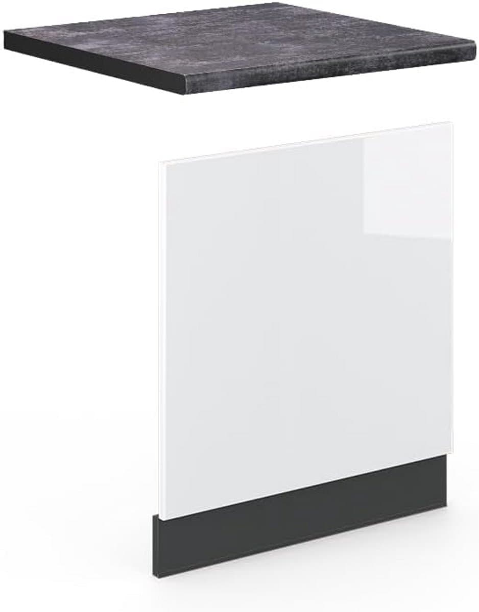 Keukenfrontpaneel voor Vaatwasser Wit Hoogglans Antraciet 60 cm — afbeelding 1