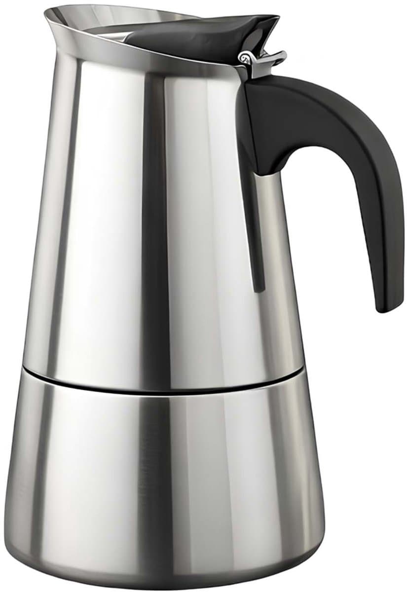 Cheffinger, Italiaans Koffiezetapparaat van RVS 12 Kopjes Inductie Compatibel voor Moka Koffie, Zilver — afbeelding 1