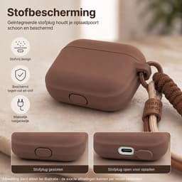 Hoesje Geschikt voor AirPods 4 Gen (2024 / ANC) – Siliconen Case met Draagkoord – Bruin — thumbnail 2