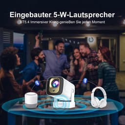 Mini Projector, upgrade 2026, ondersteunt 8K en 1080p, autofocus, draagbare projector met wifi 6 en Bluetooth 5.4, automatische keystone-correctie, mini-projector ondersteunt 4K, geschikt voor Android 14 home cinema — thumbnail 5