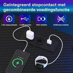 Devoko L-Vormig Gaming Bureau 135 x 50/40 x 73.5/88.5 cm – Met RGB LED-Lichtstrook – 12 mm E1 Spaanplaat – Koolstofvezel Zwart – Inclusief EU Stekkerdoos met 2 USB – Zwart — thumbnail 3