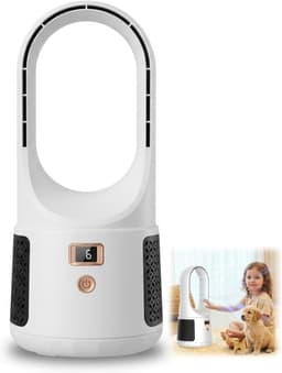Bladloze bureauventilator 2026 - 6 standen touchbediening - Stil & veilig voor kinderen/dieren - USB - Eenvoudig te reinigen - Kantoor, slaapkamer — thumbnail 1