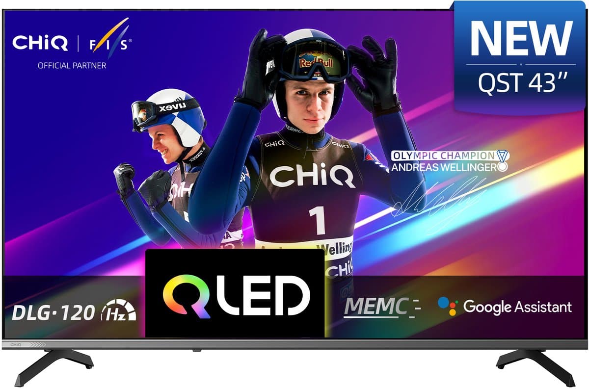 CHiQ U43QST - Smart TV 43 Inch - QLED Pro Google TV - UHD 4K - Randloos Metal Design - Dolby Audio - Nieuw — afbeelding 1