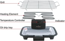 Swiss Haus® SBQ23 Elektrische BBQ - 38 x 22 cm - Staand en Tafelmodel Barbecue - 2000W Tafelbarbecue – Thermostaat Regelbaar – Vaatwasbestendig Rooster - Anti-Roest Grill - Zwart — thumbnail 3