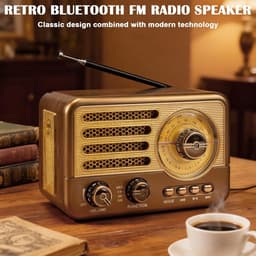 Retro radio met Bluetooth, AM/FM/SW kofferradio met Bluetooth 5.3, keukenradio, klein, ondersteunt USB/TF/AUX-functie, radio-ontvangst, telescopische antenne, geschikt voor kantoor, thuis en — thumbnail 4