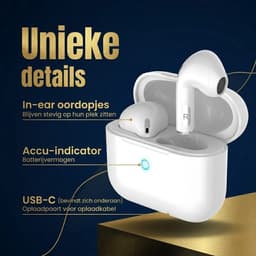 GØDLY X Oortjes Draadloos - Draadloze Oordopjes - Earbuds - Bluetooth - IPX5 - Wit - Earpods Iphone Apple & Samsung — thumbnail 4