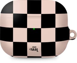 xoxo Wildhearts hoesje geschikt voor Airpods Pro 1 / Pro 2 - Block Me - Ook als telefoonhoesje verkrijgbaar - schokbestendige case geschikt voor Airpod Pro (2) - koptelefoon case - Geruit / geblokt hoesje - Kleurrijke case - zwart / beige / crème — thumbnail 1