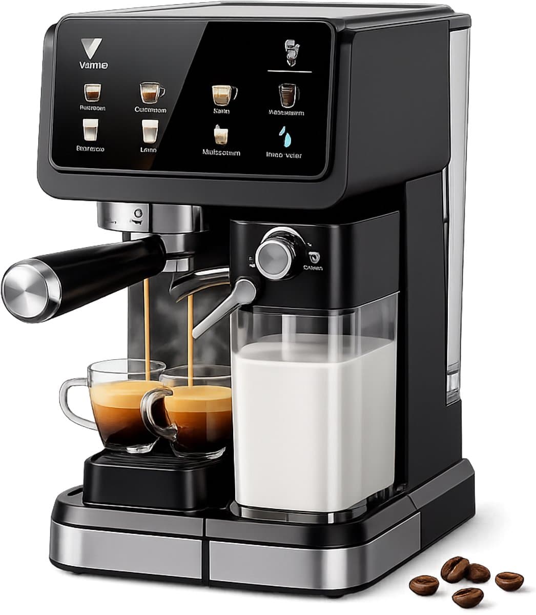 Velmio Espressomachine 20 Bar – Koffiemachines - Met Melkopschuimer - Stoommachine - Cappuccino - Zelfreinigend - Koffiezetapparaat - 1,5L Watertank — afbeelding 1