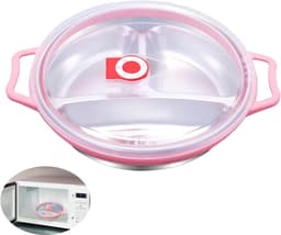 Magnetronschaal met Deksel - Magnetronbakje Voedselcontainer - Voedsel Opwarmen - Ventilatieontwerp - 22 cm - Roze — thumbnail 1