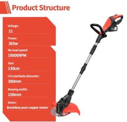 Dailygoods 9 inch borstelloze elektrische grasmaaier, telescopische grastrimmer, snoerloze tuin grasmaaier, trimmer gere — thumbnail 2