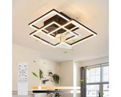 Glitzerlife - Plafond ventilator met verlichting - Modern Dimbaar Led Licht - Stille plafondventilator - 6 Snelheden Omkeerbaar - Nachtlicht Timer Geheugenfunctie - 37 Cm - Zwart