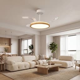 HOMCOM Plafondventilator met licht-Staal, kunststof-95L x 95B x 36H cm-Naturel hout — thumbnail 1