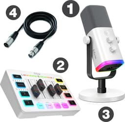 FIFINE KS-5 - Starterspack - AM8 & SC3 - Podcast Starterspack - Gaming Streaming - USB RGB Microfoon - Streaming Deck - DJ Mixer - Wit — thumbnail 2