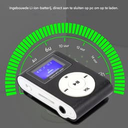 MP3-speler - Muziekspeler - Met LCD-display en metalen clip - 1 stuks - Zwart — thumbnail 2