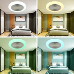 DIMICO - Ventilator - Plafondventilator + Verlichting 50W – RGB LED Plafondlamp met Bluetooth Speaker, Afstandsbediening – Ø50 cm — thumbnail 2