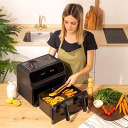 Airfryer Zonder Olie - Heteluchtfriteuse Gezond - Gezond Koken - Dubbel Mandje Dubbele Temperatuur - 9 Liter Capaciteit - Zwart — thumbnail 5