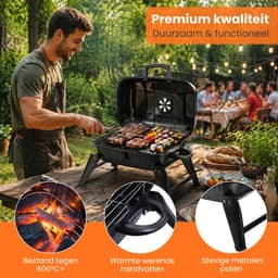 Zenzee® Barbecue - Houtskool - Houtskool BBQ - Tafel BBQ - Balkon BBQ - Camping BBQ - Draagbaar - Zwart — thumbnail 2