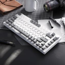 Ajazz AK820 – Mechanisch Toetsenbord 75% – Bedraad USB-C Gaming Keyboard – Hot Swap – Compact QWERTY – 82 Keys – Wit/Grijs — thumbnail 4