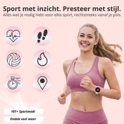 Kiraal Glimmer - Stijlvolle Smartwatch - Dames Smartwatch - Full-touch Scherm- Android & iOS - Zilver — thumbnail 3