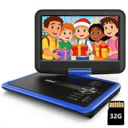 ieGeek Draagbare DVD Speler Auto - 11.5 Inch - 9,5 Inch Oogbeschermend Scherm - mit 32GB Karrt - TV/USB/SD - Draaibaar Scherm - 5 Uur Oplaadbare Batterij - voor Kinderen en in de Auto - Blauw — thumbnail 1