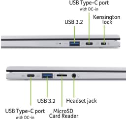 Acer Chromebook 314 CB314-4H-C16G - 14 inch - 4GB - 128GB - Zilver — thumbnail 2