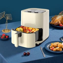 Kleine Airfryer - Heteluchtfriteuse - Gezond Koken - Compact Lichtgewicht - 5 Liter - Beige — thumbnail 3