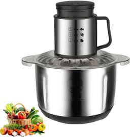 Elektrische Mini Hakmolen - Keukenmachine Blender - Efficiënt Koken - 6 Dubbele Messen - 5 Liter Kom - Zilver — thumbnail 1