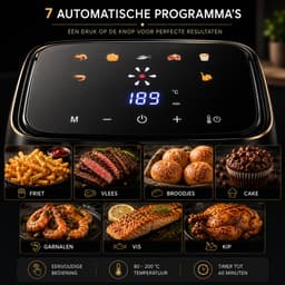 GOURMETmaxx Airfryer 4,5 Liter – Digitale Heteluchtfriteuse met Touchscreen – 7 Automatische Programma's – Friteuse Zonder Olie – Oliearm Bakken, Grillen, Braden & Roosteren – Voor 2-4 Personen – Zwart — thumbnail 5