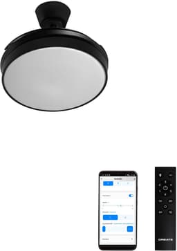 CREATE - Plafondventilator 40W stille intrekbare bladen Ø91cm met licht - Zwart - WIFI + Afstandsbediening - WIND CLEAR — thumbnail 1