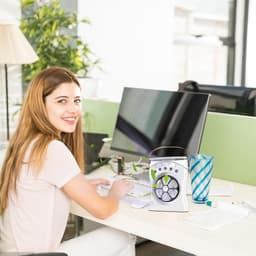 Aircooler - Ventilator - Bureauventilator – Oplaadbare tafelventilator met vernevelingsfunctie, 180 graden oscillatie en koelstanden voor warm weer, de slaapkamer of de studeerkamer - luchtkoeler（wit） — thumbnail 3