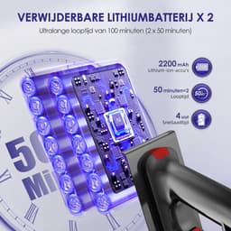 Saikefy Steelstofzuiger Draadloos - 55000 Pa - LED-display - 55min Gebruikstijd - 2 accu's - 1,8L - 8-in-1 - 4 HEPA-filters - voor tapijt & harde vloeren - Zilver — thumbnail 4