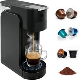 4-in-1 Koffiemachine - 27x11x32 cm - 20 Bar - 1450W - Multi Kapsels & Gemalen Koffie - Zwart — thumbnail 1