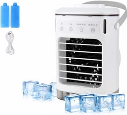 Airco - Mobiele airco - Draagbare airconditioner – Aircooler4-in-1 ventilator – 4 snelheden & 3 standen – 2-8 uur timer – 7 kleurenverlichting – AC-unit met 900 ml watertank – voor slaapkamer, kantoor, thuis en op de camping — thumbnail 1
