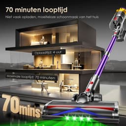 Elekiatech - Steelstofzuiger Draadloos - 70000Pa - 70 Min - 2200 mAh Accu * 2 - Paar — thumbnail 3
