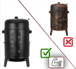 MOZY® - 3 in 1 Rook- en Grilloven met Hoes - met Thermometer - Inclusief Accessoires - Barbecue - Grillen - Verticale Rookoven - Houtskoolbarbecue - BBQ Vat - Barbecuen — thumbnail 5