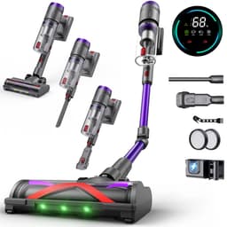 Steelstofzuiger Draadloos - 600W/58Kpa - 4 Zuigniveaus - Slimme vuilherkenning - Vacuum Cleaner - Kruimeldief - Draadloze Snoerloze Stofzuiger - Zonder Zak - Op Accu — thumbnail 1