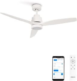 CREATE - Plafondventilator 40W silent 100% hout - Wit - Ø112cm - Met licht - WIFI + Afstandsbediening - WIND STYLANCE — thumbnail 1