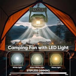 Campingventilator met 20000 mAh accu, tafelventilator, USB ventilator, LED-licht, 4 snelheden, timer en afstandsbediening — thumbnail 2