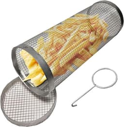 Rolbare BBQ-grillmand voor groenten - RVS - 9 cm diameter — thumbnail 1