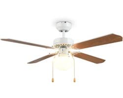 Fantiluxe - Jonas - Plafondventilator met verlichting - Wit - Ø106.5cm - Afstandsbediening - Met lamp - Plafond ventilator - Slaapkamer