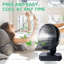 QTTVBTNA – Ventilator - Mini Tafelventilator met Oscillatie – USB Oplaadbare Ventilator - Klein & Geruisloos – 3600mAh – Draadloze Bureauventilator – Voor Bureau, Slaapkamer, Kantoor, Thuis, Camping en Picknick – Donkerblauw — thumbnail 3