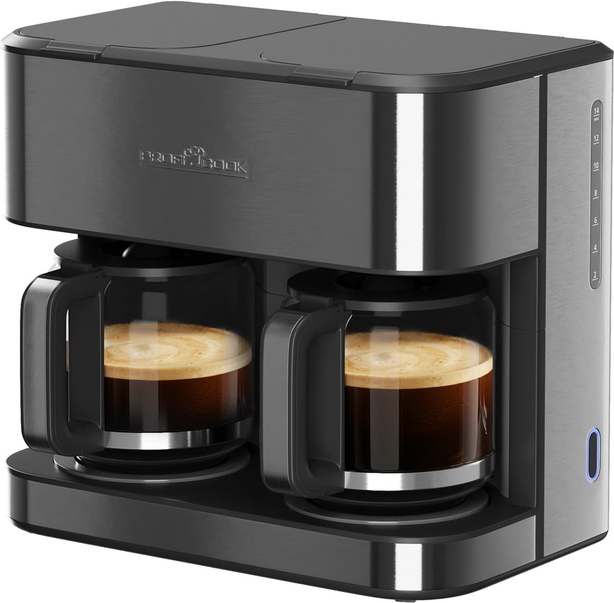 ProfiCook KAD 1308 Dark Inox - Dubbele Filter-koffiezetapparaat - 2x 14-16 kop - glazen kan — afbeelding 1