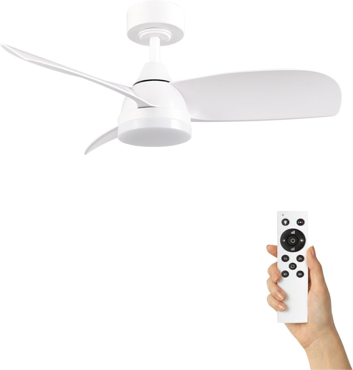 Fantiluxe - Ingrid - Plafondventilator met verlichting - Wit - Ø90cm - Afstandsbediening - Met lamp - Plafond ventilator - Slaapkamer — afbeelding 1