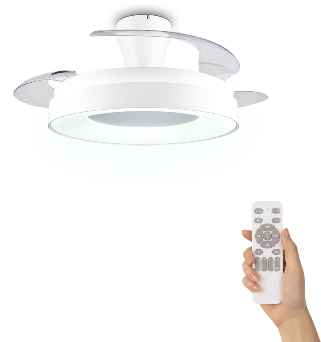 Fantiluxe - Karin - Plafondventilator met verlichting - Wit - Ø106cm - Afstandsbediening - Met lamp - Plafond ventilator - Slaapkamer — afbeelding 1